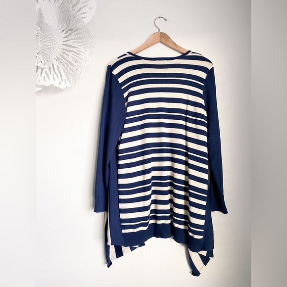 Joseph A. Open Drape Striped Blue White Cardigan Soft Stretch Comfort Sweater XL - Picture 6 of 9